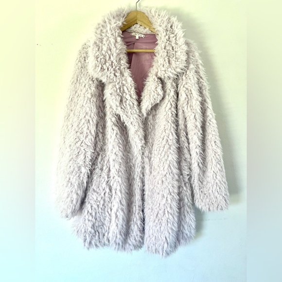 Willow & Clay Lilac Purple Faux Fur Shaggy Teddy Jacket Size Coat - Picture 3 of 12
